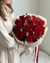 Load image into Gallery viewer, Red roses with eucalyptus