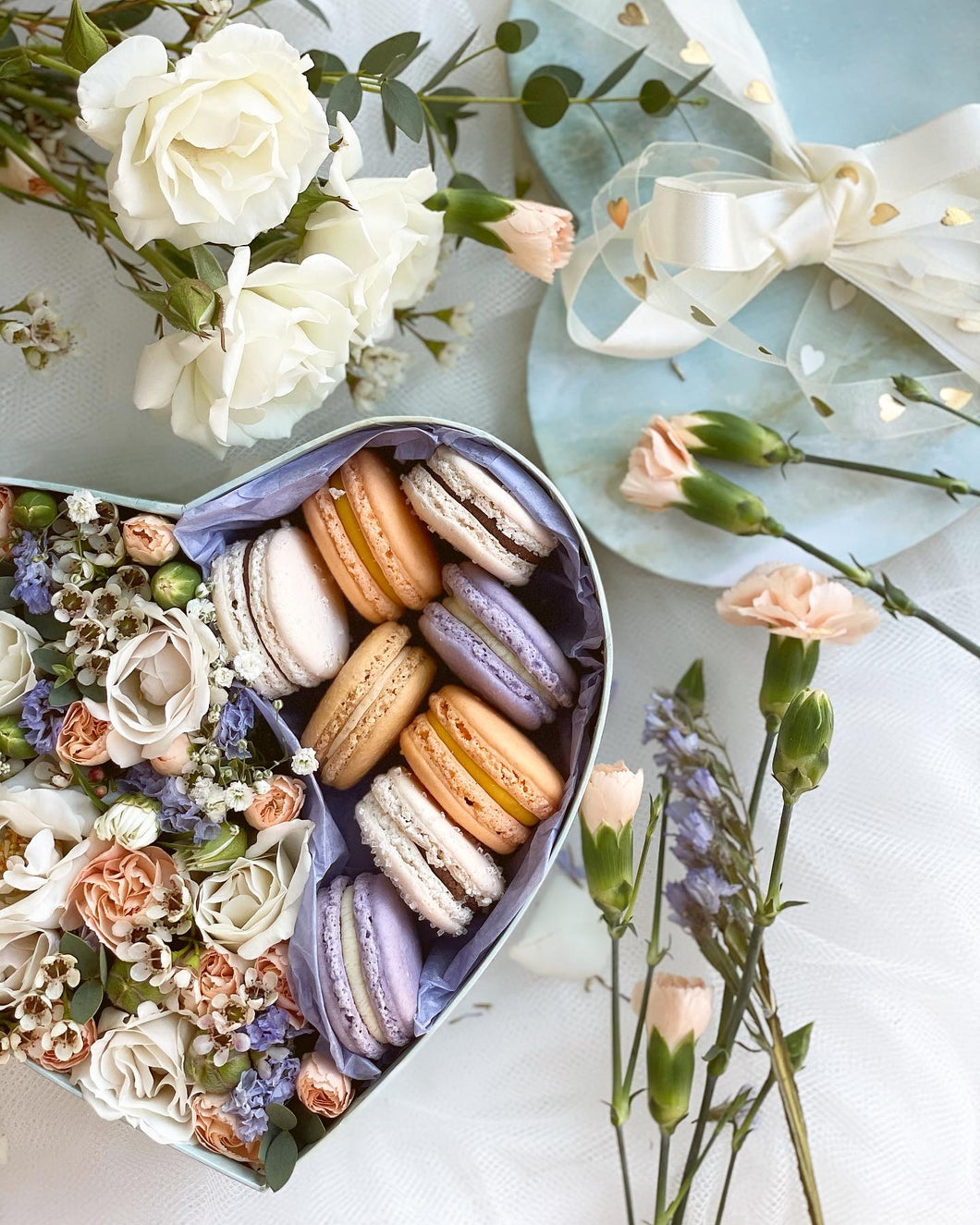 Heart Macaron Flower Box