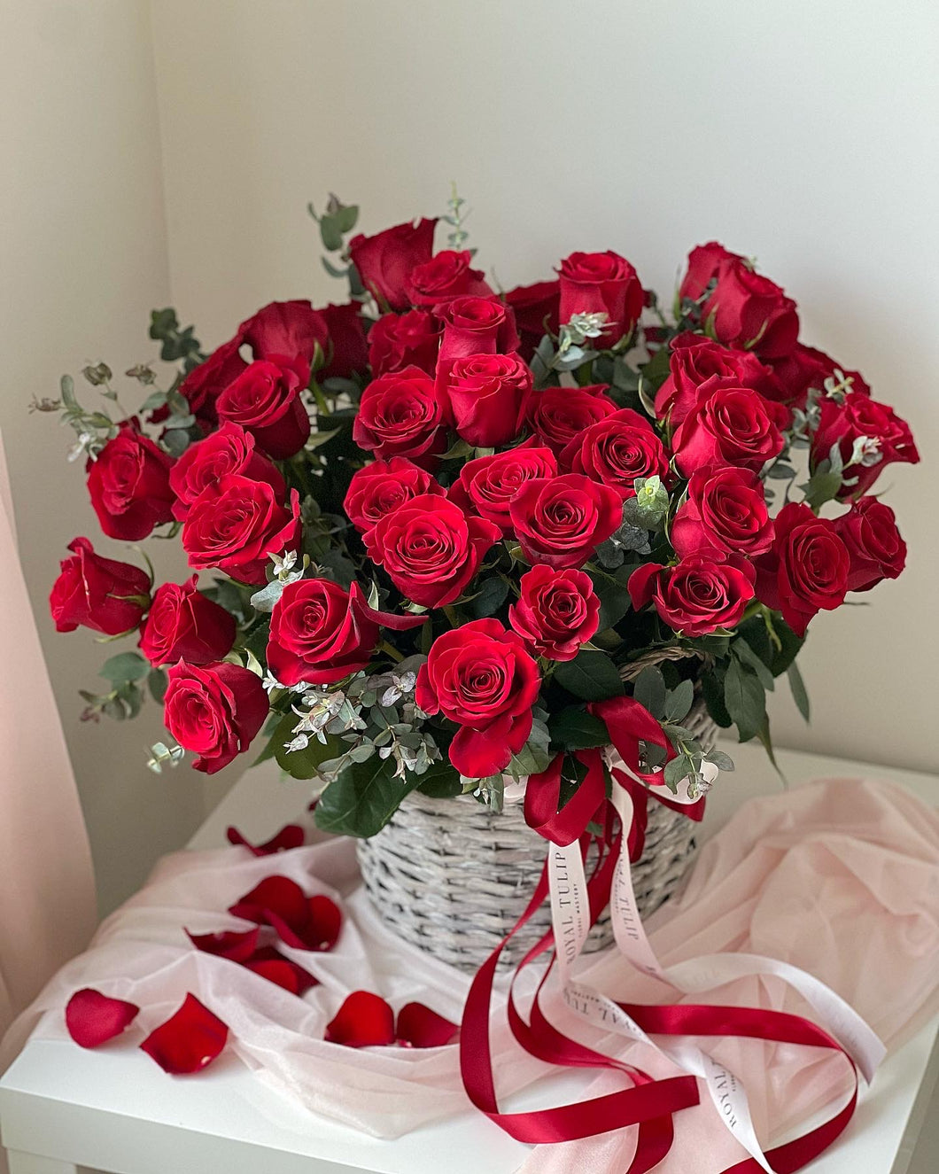 Basket of red roses